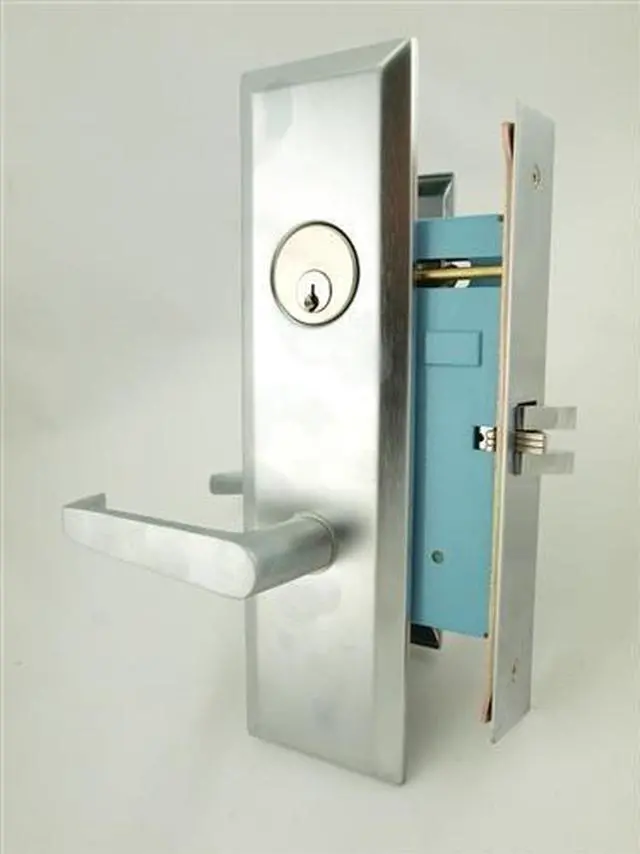 Main image of Marks New Yorker 7NY92DW/26D, Satin Chrome 26D Left Hand Mortise Lock Lever Vestibule Function Always Locked Storeroom Latch Only 2-3/4" Lock Set, Screwless Lever Thru Bolted Lockset