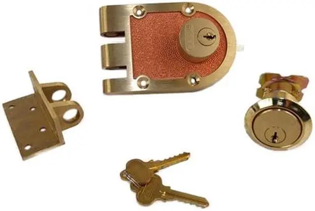Alt view image 3 of 3 - Segal 688 Solid Bronze Jimmy Proof Deadlock Double Cylinder Lock Set, Commercial Grade Locksmith Quality, Angle Strike, Bronze (US10)