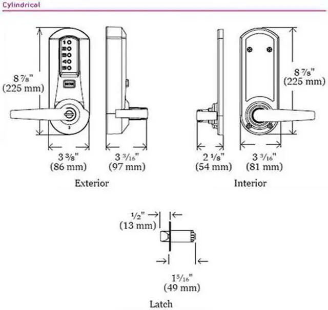 Alt view image 2 of 2 - Simplex 5021XSWL-26D Satin Chrome US26D Mechanical Pushbutton Lock With Key Override For K-I-L Kaba Cylinders With Schlage "C" Keyway
