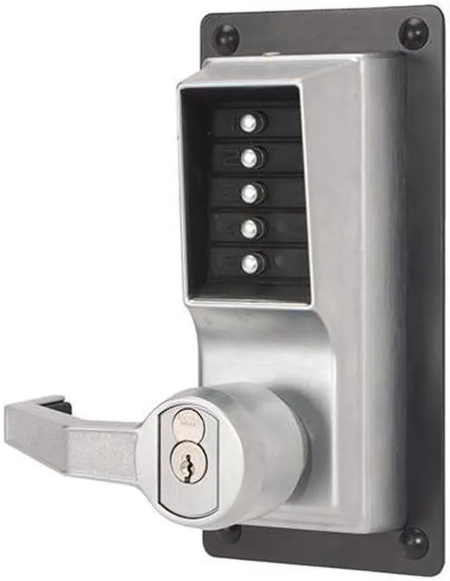 Main image of Simplex LP1020B-LH-26D-26D Satin Chrome US26D Mechanical Pushbutton Combination Exit Trim Left Hand Lock With Lever For SFIC Best And Equivalents (Core Sold Separately)