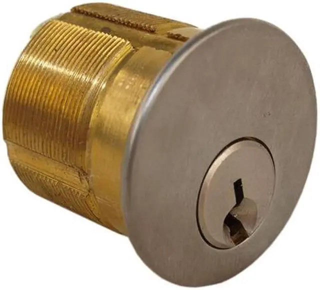 Main image of Maxtech B114KW1-26D Satin Chrome US26D Solid Brass Replacement 1-1/4" Mortise Cylinder Lock With Kwikset KW1 Keyway