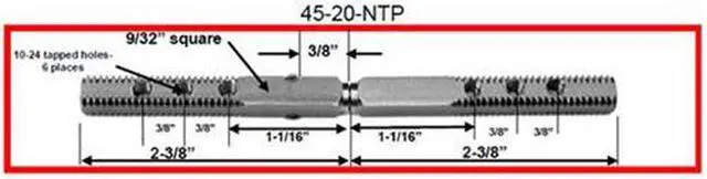 Alt view image 2 of 2 - Tuff Stuff 4523 Steel Swivel Spindle 9/32" Square x 4-3/4" Long 20 TPI 3/8" With Stop Notch And Tapped Holes On Both Ends A Replacement For Surface Mount Mortise Locksets