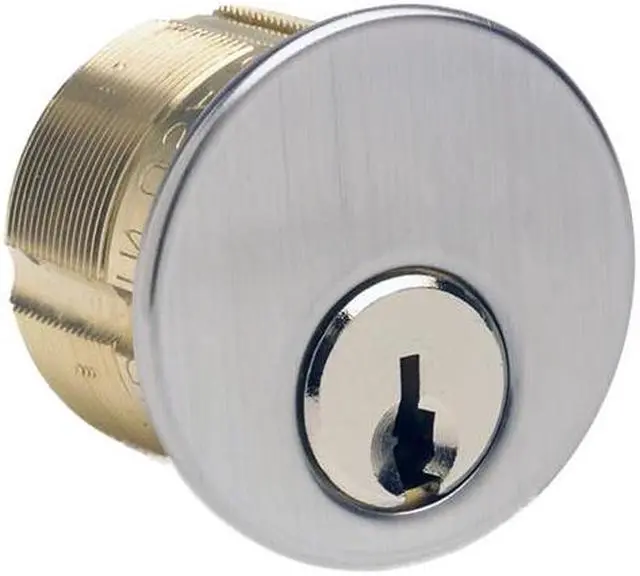 Main image of Ilco 7165FA2-26D Satin Chrome US26D Solid Brass Replacement 1" Mortise Cylinder Lock With Segal SE1 Keyway