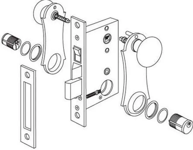 Alt view image 2 of 2 - Marks 21AC/5-W-LHR Antique Brass US5 Left Hand Reverse Ornamental Unilock Knobe/Plate Mortise Entry Lockset Iron Gate Door Double Cylinder Lock Set