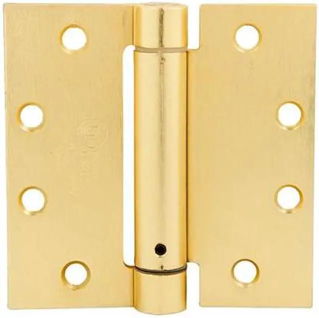 Main image of Tuff Stuff 86522 Satin Brass 4-1/2" x 4-1/2" Trim Style Adjustable Template Spring Hinge With Machine And Wood Screws (1 Hinge Per Box)