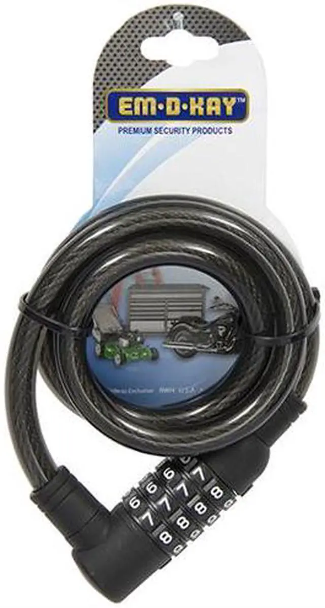 Main image of Em-D-Kay 2471 Vinyl Sleeved 7/16" x 40" Steel Cable Bike Lock With 4 Dial Combination Padlock