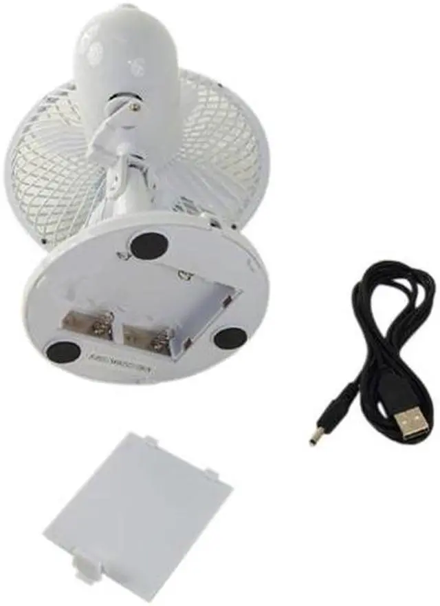 Alt view image 3 of 3 - Comfort Zone CZ5USBWT White 5" Mini Oscillating Desk Fan Powered By USB or 4 x AA Batteries, Dual Powered