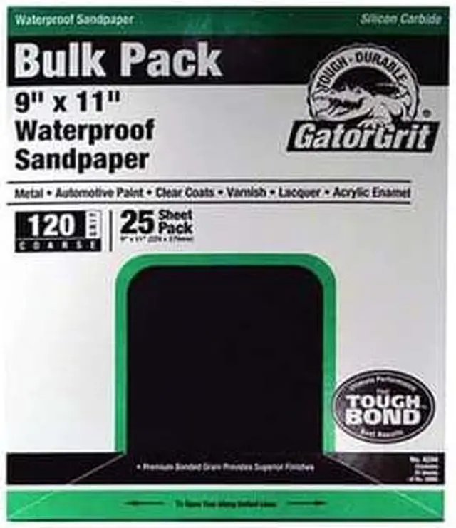 Alt view image 2 of 2 - Gator Waterproof 9 In. x 11 In. 120 Grit Coarse Sandpaper (25-Pack) 4244