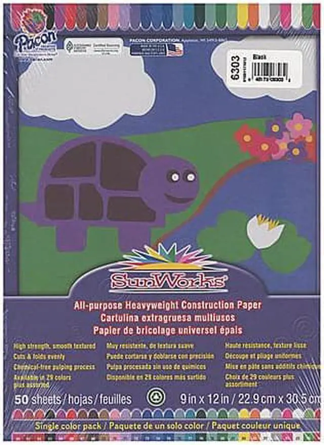Alt view image 2 of 6 - Pacon 6303 SunWorks Construction Paper Heavyweight 9 x 12 Black 50 Sheets