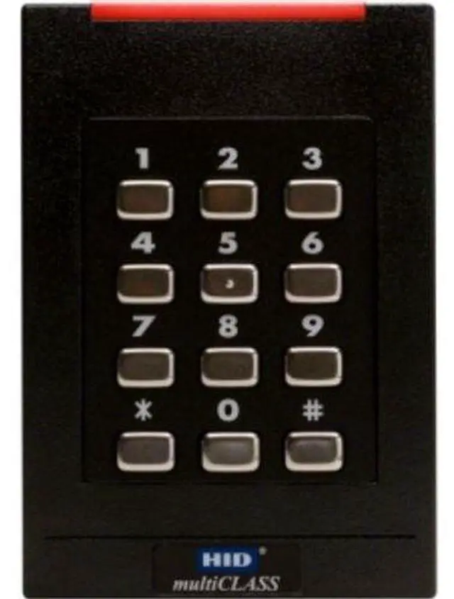 Main image of HID 921PTNNEK00000 RPK40 multiCLASS Keypad Reader (Reader, Keypad, STD PROX, Wiegand, Pigtail, Black)