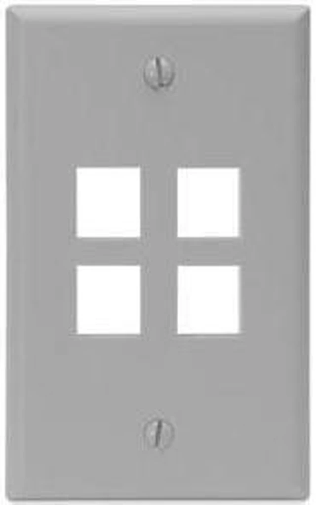 Main image of Leviton Gray Quickport 4-Port Wallplate 41080-4GP