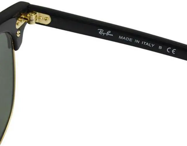 Alt view image 6 of 6 - Ray-Ban Classic Clubmaster RB3016 W0365 Black Arista Gold Frame G-15 Lens