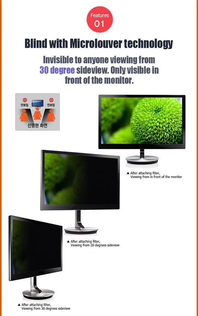 Alt view image 4 of 7 - [23" Wide C 510mm (W) x 289mm (H)] NANOBLIND Privacy Screen Filter Film for 23-inch LCD Monitor
