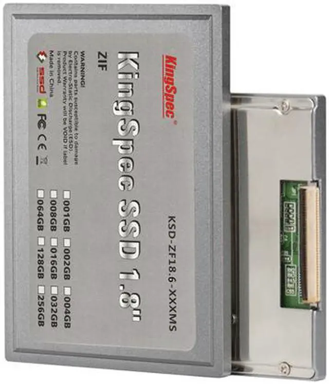 Alt view image 3 of 6 - KingSpec 128GB 1.8" ZIF MLC 40-Pin SSD Solid State Disk SMI Controller Model KSD-ZF18.6-128MS