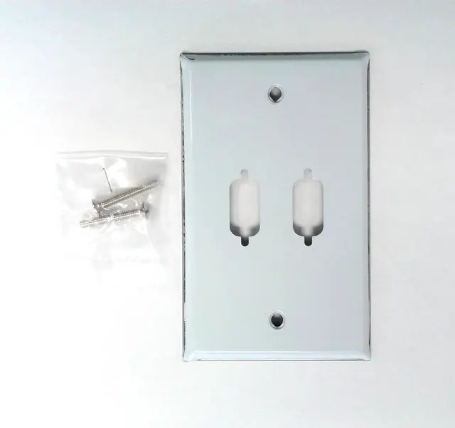 Main image of 2 Port DB9 VGA Stainless Steel Wall Plate White 2-Piece Pack