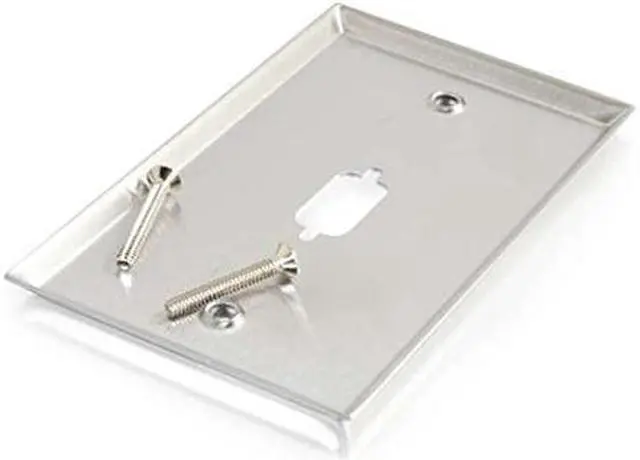 Alt view image 2 of 3 - VGA or DB9 D-Sub Port Single Gang Wall Plate White Stainless Steel 2-piece pack