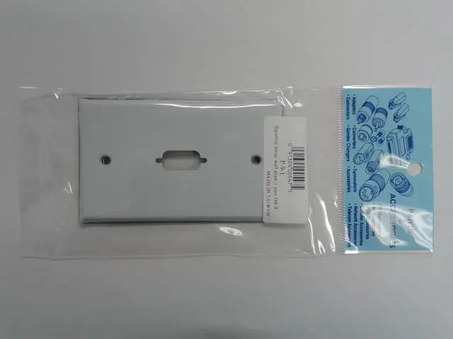 Alt view image 3 of 3 - VGA or DB9 D-Sub Port Single Gang Wall Plate White Stainless Steel 2-piece pack