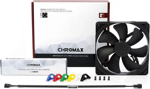 Alt view image 2 of 5 - NF-A14 PWM chromax.Black.swap Premium Quiet Fan 4-Pin (140mm Black)