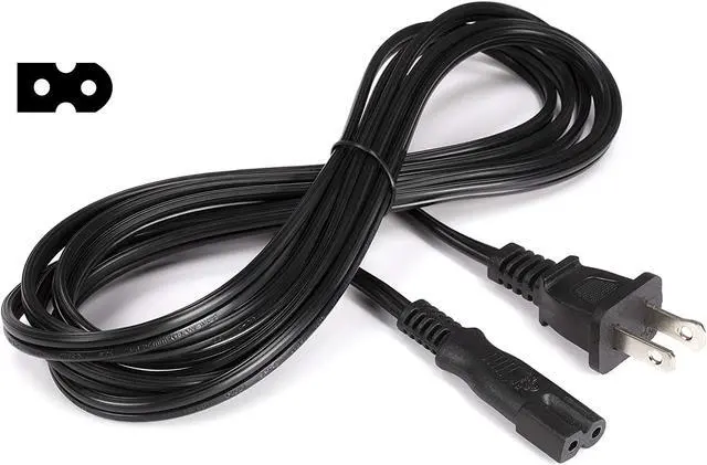 Alt view image 2 of 7 - Polarized 2 Prong Power Cord with Copper Wire Core - (Square/Round) for Satellite, CATV, Game Systems, and More - NEMA 1-15P to C7 C8 / IEC320 - UL Listed - Black, 6 Feet (1.8 Meter) Power Cable