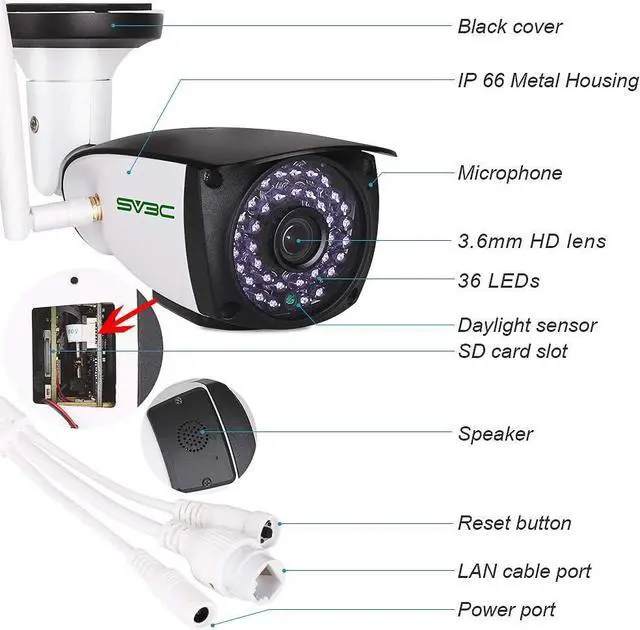 Alt view image 7 of 7 - SV3C WiFi Security Cameras Outdoor, 2 Pack 1080P Two-Way Audio Exterior IP Camera, Outside Surveillance Cam Supports Motion Detection, ONVIF Conformance, IP66 Waterproof, RTSP,Max 128GB SD Card Record