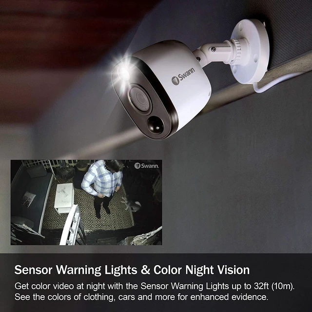 Alt view image 3 of 5 - Swann Add-On DVR Bullet Security Camera System with Sensor Spotlight, 1080p Full HD Video, Indoor or Outdoor Design, Dusk to Dawn Color Night Vision Plus True Detect Heat and Motion Detection