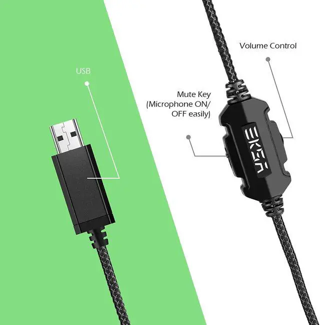 Alt view image 2 of 7 - EKSA E1000 Gaming Headset, Computer Headphones with Noise Canceling Mic & RGB Light, Compatible with PC, PS4, PS5, Laptop