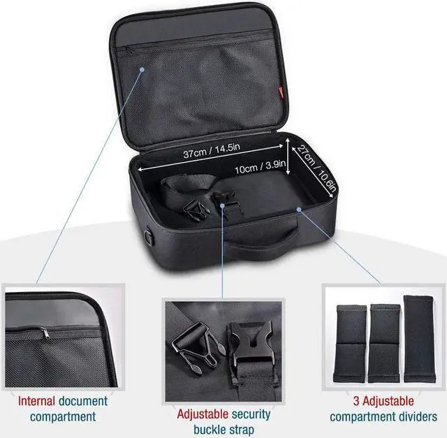 Alt view image 3 of 6 - Projector Case, Projector Travel Carrying Bag Internal Dimension 14.5"x10.6"x3.9" with Adjustable Shoulder Strap & Compartment Dividers for for Acer, Epson, Benq, LG, Sony (Large)