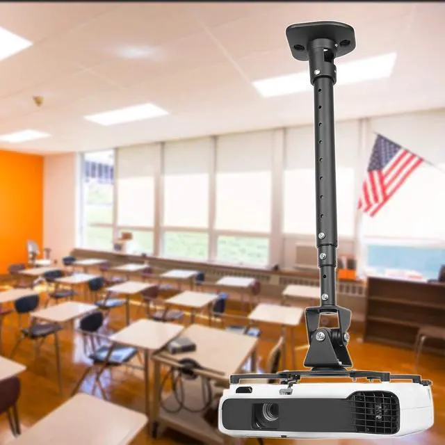 Alt view image 7 of 7 - Full Motion Universal Ceiling Projector Mount Bracket with Adjustable Height and Extendable Arms Rotating Swivel Mount for Home and Office Projector (Black)