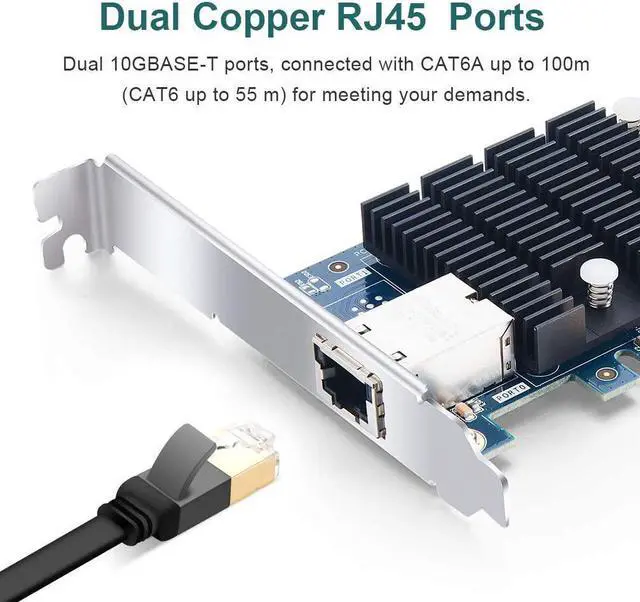 Alt view image 2 of 7 - 10Gb PCI-E Network Card Compatible for Intel X550-T1, Single RJ45 Copper Port, with Intel X550-AT2 Controller, 10G PCI Express LAN Adapter NIC Support Windows Server, Win 7/8/10/Visa, Linux, Vmware