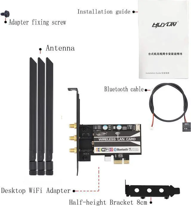 Alt view image 3 of 5 - HUYUN Network Card 2.4 & 5G Dual Frequency 1750Mbps high Speed Wireless Network Card,BCM943602CS + Bluetooth 4.1 Laptop Network Card Suitable for Mac OS