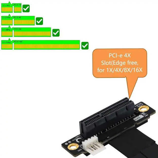 Alt view image 4 of 7 - HLT M.2 NGFF Key M to PCIe 3.0 4X Extension Cable (90°Right Angle PCI-E Slot)