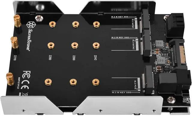 Alt view image 5 of 7 - SilverStone Technology 3.5" to 2 x M.2 SATA and 1 x M.2 PCIE NVMe Adapter SDP12