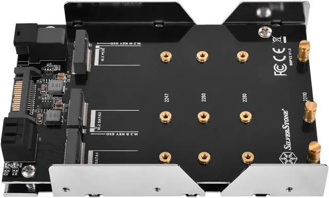 Alt view image 6 of 7 - SilverStone Technology 3.5" to 2 x M.2 SATA and 1 x M.2 PCIE NVMe Adapter SDP12