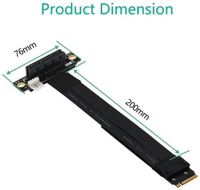 Alt view image 5 of 7 - HLT M.2 NGFF Key M to PCIe 3.0 4X Extension Cable (90°Right Angle PCI-E Slot)