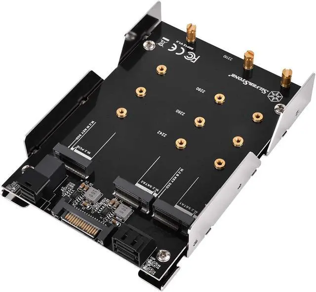 Alt view image 2 of 7 - SilverStone Technology 3.5" to 2 x M.2 SATA and 1 x M.2 PCIE NVMe Adapter SDP12
