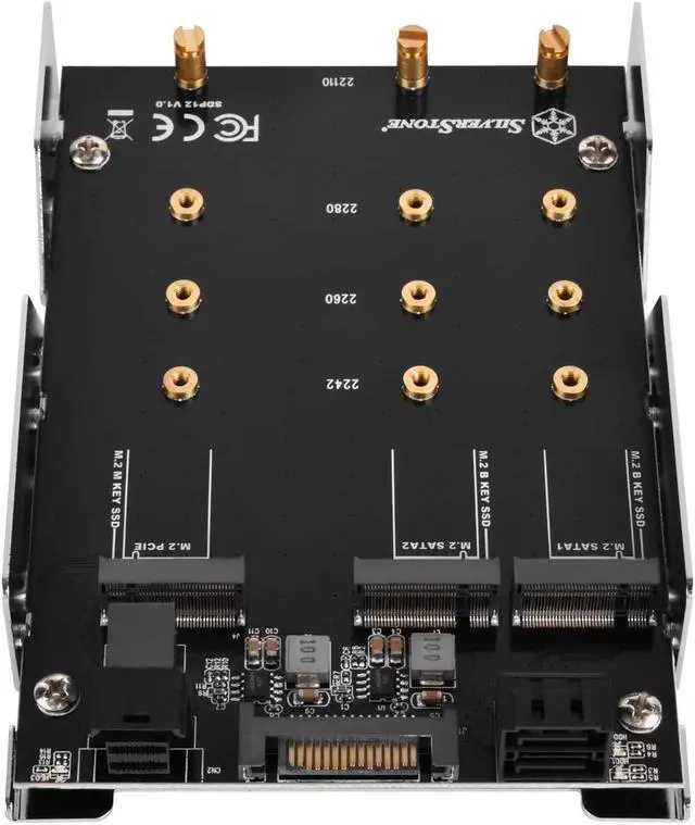 Alt view image 4 of 7 - SilverStone Technology 3.5" to 2 x M.2 SATA and 1 x M.2 PCIE NVMe Adapter SDP12