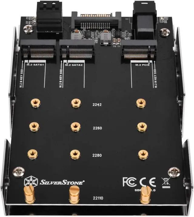Alt view image 3 of 7 - SilverStone Technology 3.5" to 2 x M.2 SATA and 1 x M.2 PCIE NVMe Adapter SDP12