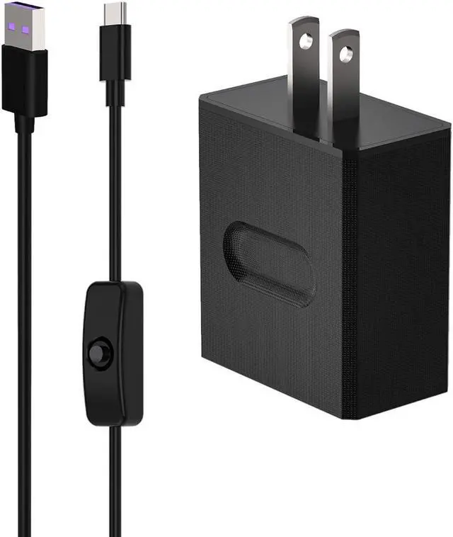 Main image of For Raspberry Pi 4 Power Supply with Switch, 5V 3A USB Type C Charger Adapter with 3.3ft ON/Off Switch Cable, Black - OEM