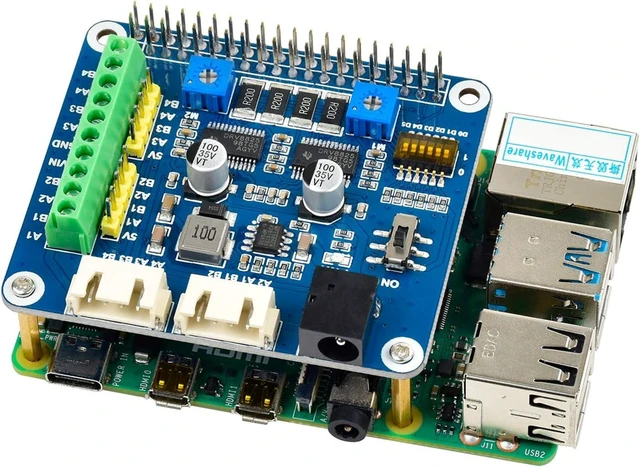 Alt view image 3 of 7 - Stepper Motor HAT for Raspberry Pi 4B/3B+/2B/B+/Zero/W/WH/and Jetson Nano,DRV8825 Motor Controller Drives Two Stepper Motors, Up to 1/32 Microstepping,Use for 3D Printer,Sculpturing Machine etc