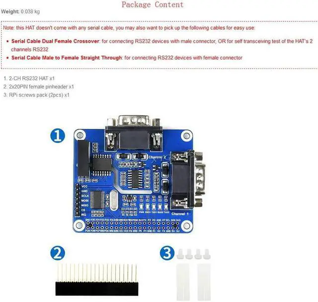 Alt view image 7 of 7 - XYGStudy 2-Channel Isolated RS232 Expansion HAT for Raspberry Pi SPI to RS232 Interface SP3232 UART SC16IS752+SP3232 Solution with Multi Onboard Protection Circuits ADI Magnetical TVS Diode