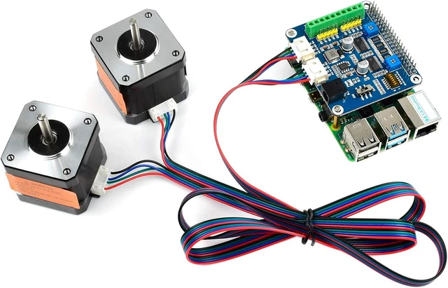 Alt view image 5 of 7 - Stepper Motor HAT for Raspberry Pi 4B/3B+/2B/B+/Zero/W/WH/and Jetson Nano,DRV8825 Motor Controller Drives Two Stepper Motors, Up to 1/32 Microstepping,Use for 3D Printer,Sculpturing Machine etc