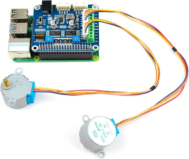 Alt view image 4 of 7 - Stepper Motor HAT for Raspberry Pi 4B/3B+/2B/B+/Zero/W/WH/and Jetson Nano,DRV8825 Motor Controller Drives Two Stepper Motors, Up to 1/32 Microstepping,Use for 3D Printer,Sculpturing Machine etc