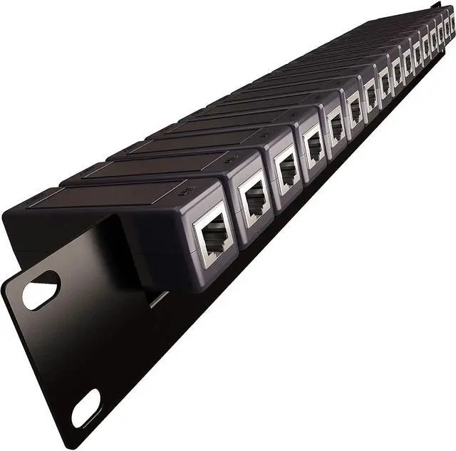 Main image of Ethernet Surge Protector 19" RackMount (16 Port) PoE+ Gigabit (Server Rack Mount 1U) -Gas Discharge Tube -RJ45 Lightning Suppressor -LAN Network CAT5/CAT6 Thunder Arrestor GbE 1000 Mbps - TP316