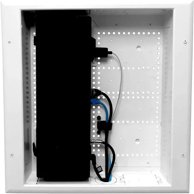 Alt view image 2 of 6 - COMM 45-8021-1S In Wall Connected Media Box - Recessed TV Outlet Box with Built-In Duplex Surge Protector Receptacle, High-Speed Connectivity Hub, Cable Management, Easy DIY Installation