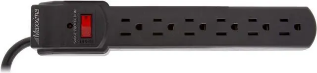 Alt view image 2 of 7 - Maxxima 4-Pack 6 Outlet Power Strip Surge Protector - 300 Joules, Features Red On/Off Switch, Powers Multiple Electronics and Devices Simultaneously, Perfect for Home Appliances - Black