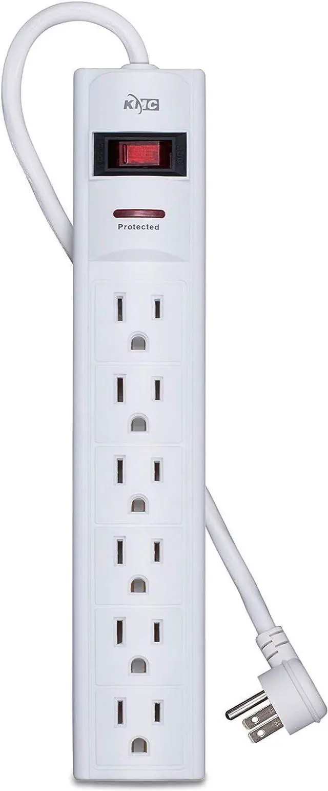 Main image of KMC 6-Outlet Surge Protector Power Strip with 15-Foot Cord, 1200 Joule, Overload Protection
