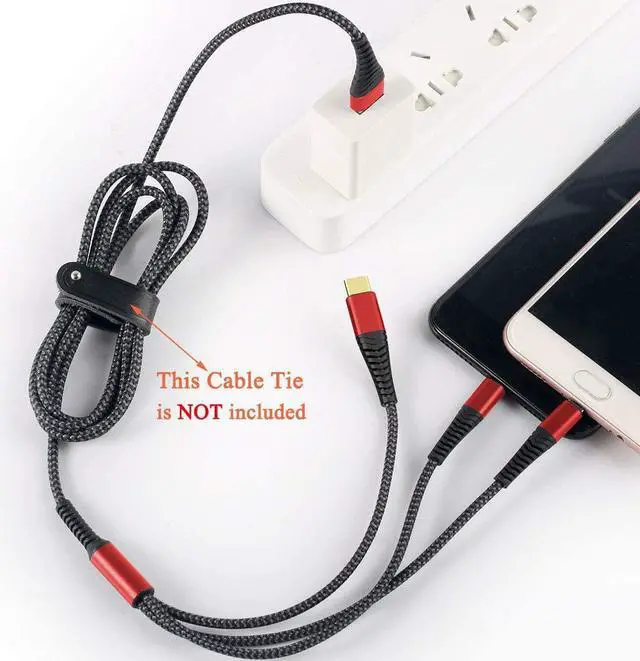 Alt view image 6 of 6 - Multi Charger Cable 2Pack 6ft Nylon Braided Universal 3 in 1 Multiple Ports Devices USB Charging Cord with Gold-Plated Type C/Micro USB Connectors for Phones Tablets (Charging Only)