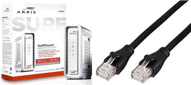 Main image of ARRIS SURFboard Docsis 3.1 Gigabit Speed Cable Modem, Approved for Cox, Spectrum and Xfinity, (SB8200 Frustration Free) & AmazonBasics RJ45 Cat-6 Ethernet Patch Internet Cable - 5 Feet
