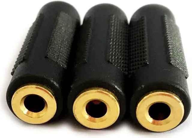 Alt view image 3 of 7 - 3.5mm Stereo Jack to 3.5mm Stereo Jack Female to Female Adapter Connector Gold Plated (3 Pack)