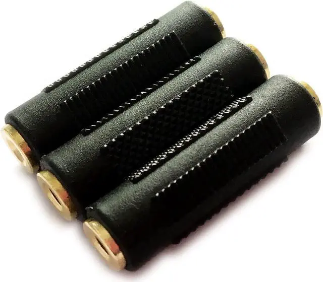 Alt view image 4 of 7 - 3.5mm Stereo Jack to 3.5mm Stereo Jack Female to Female Adapter Connector Gold Plated (3 Pack)